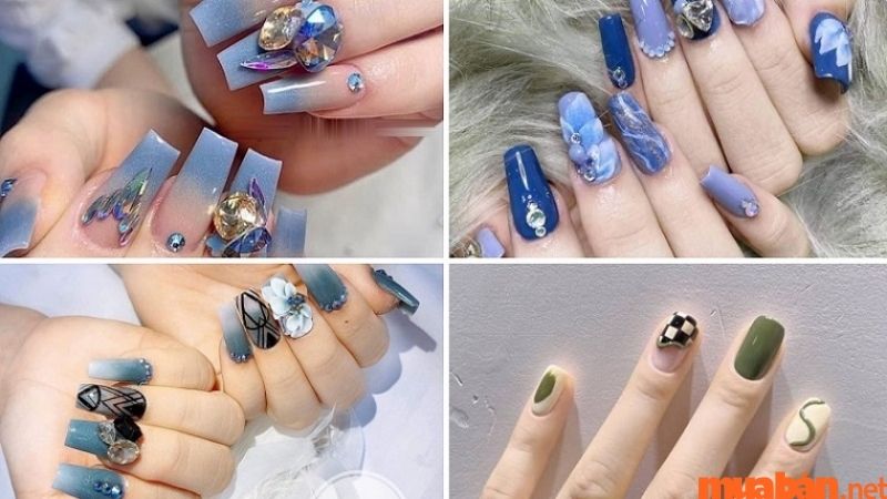 Mẫu nail đính đá đẹp đơn giản