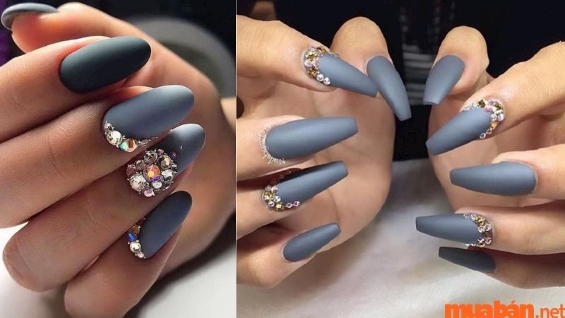 Mẫu nail đính đá đẹp đơn giản