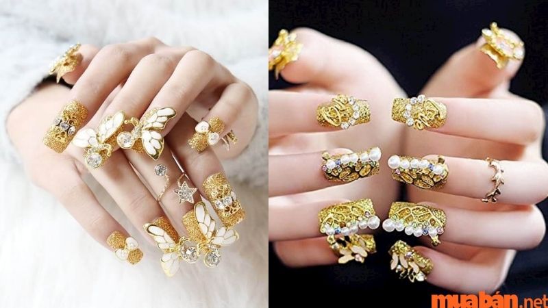 Mẫu nail đính đá đẹp đơn giản