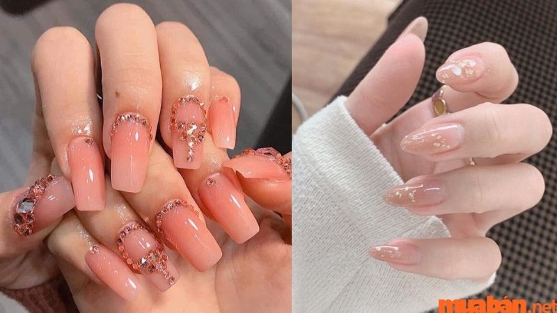 Mẫu nail đính đá đẹp đơn giản