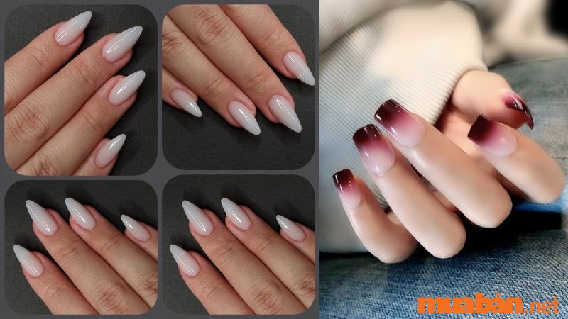 Nail trắng ombre đẹp hút mắt