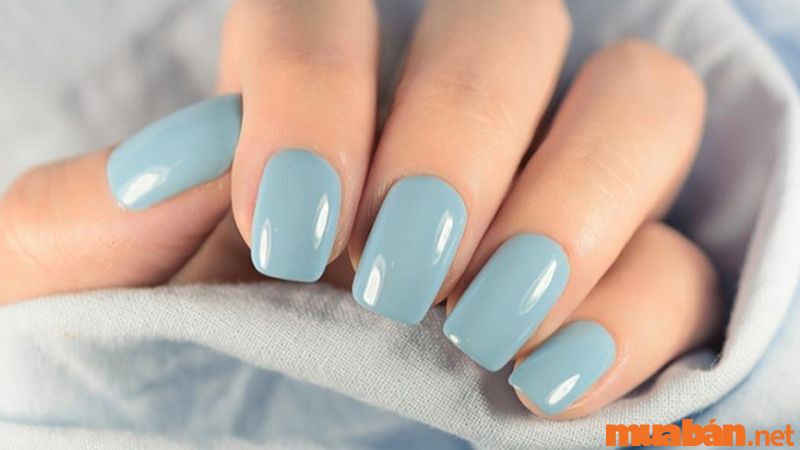 Nail trơn màu xanh dương nhạt nhẹ nhàng, tinh tế