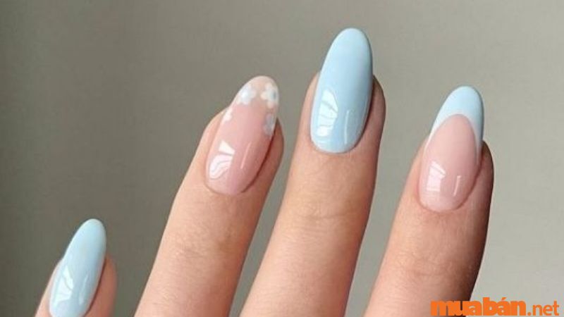 Mẫu nail xanh dương trendy, đáng yêu