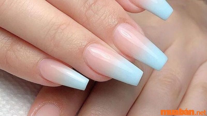 Nail trơn ombre phối xanh hồng đẹp mắt