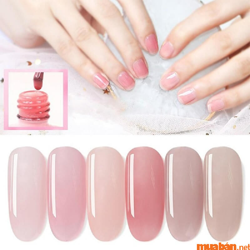 Mẫu nail hồng thạch sơn bóng đẹp nhẹ nhàng