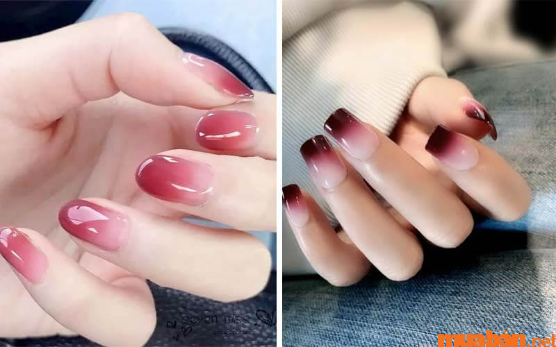 Mẫu nail hồng thạch ombre