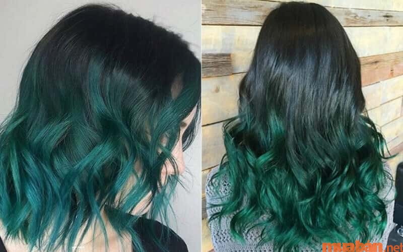 Tóc màu xanh rêu ombre sẽ là sự lựa chọn phù hợp nếu bạn thích nổi bật, khác biệt