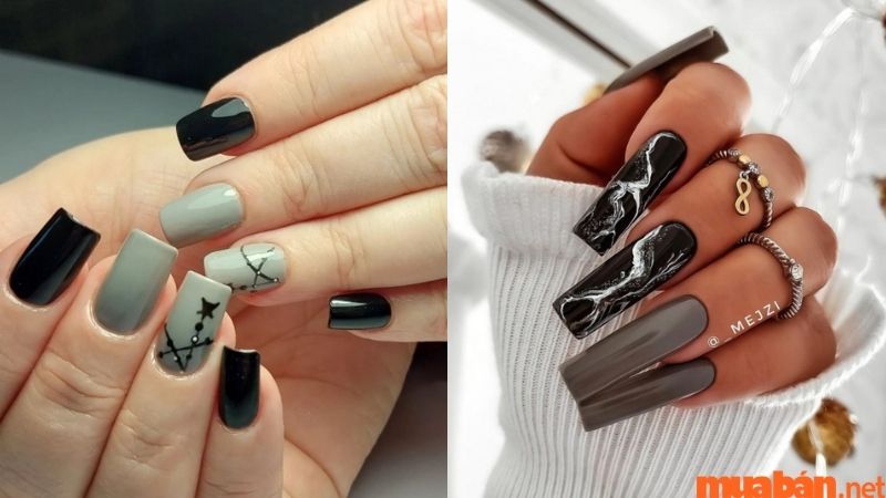 Mẫu nail ombre tone xám đen - nailbox thiết kế | Lazada.vn