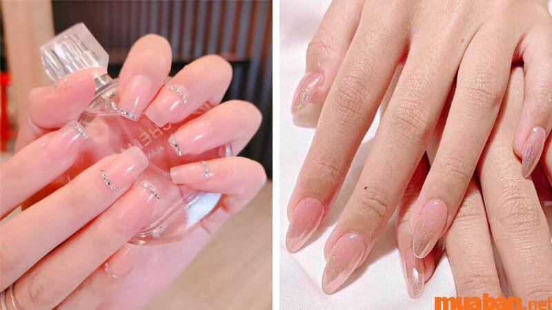 Mẫu Nail Hàn Quốc màu trong đơn giản phớt hồng