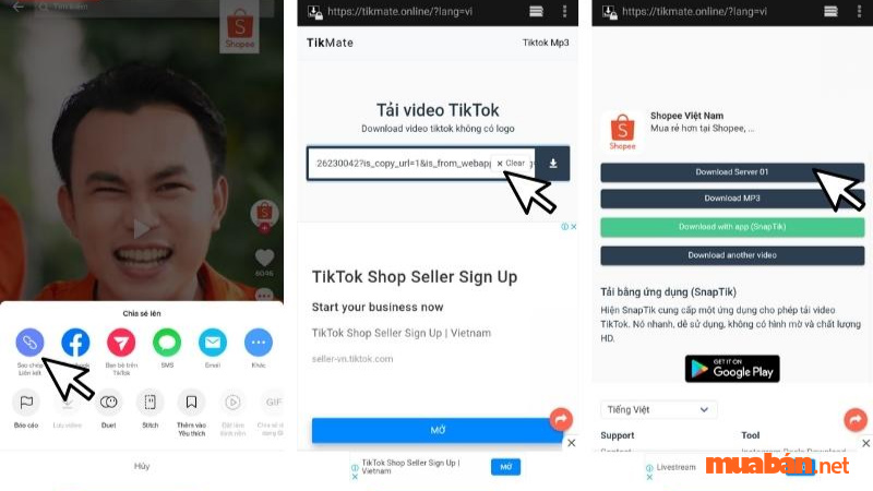 Cách tải video TikTok không logo với TikMate
