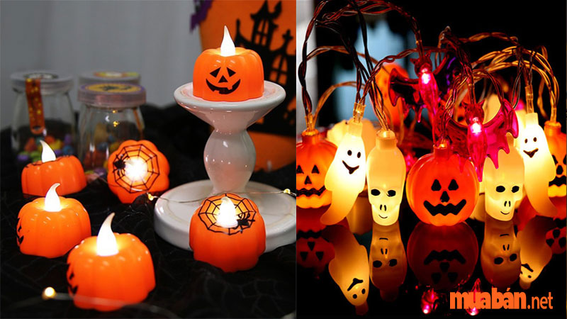 Trang trí Halloween cho quán cafe bằng đèn led và nến