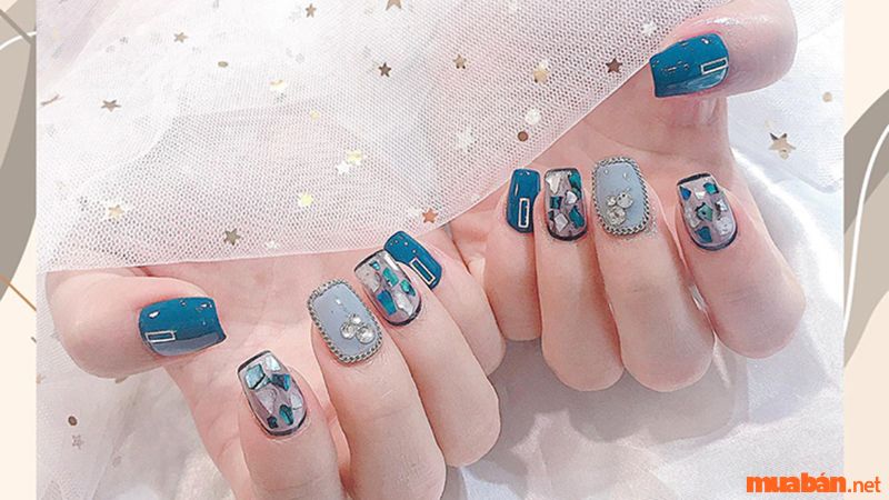 Mẫu nail xanh bắt mắt