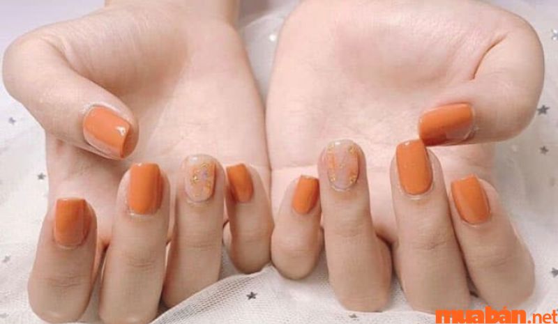 Mẫu nail sơn thạch có màu cam ngọt ngào