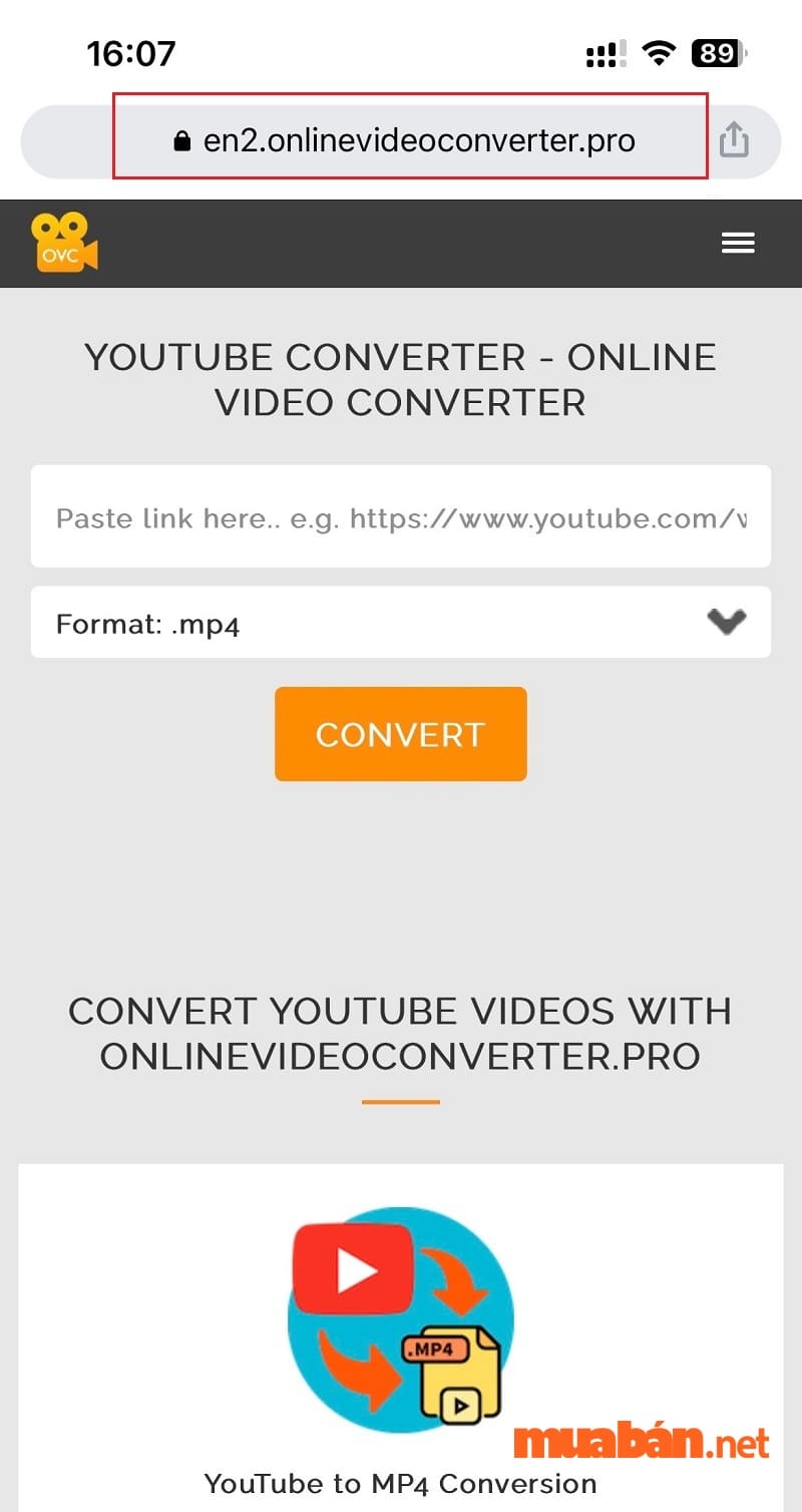Tìm website Online Video Converter