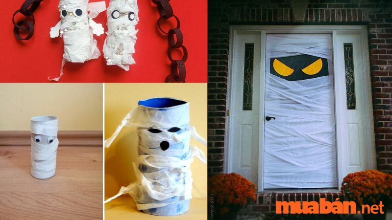 Trang trí Halloween kinh dị bằng xác ướp giấy