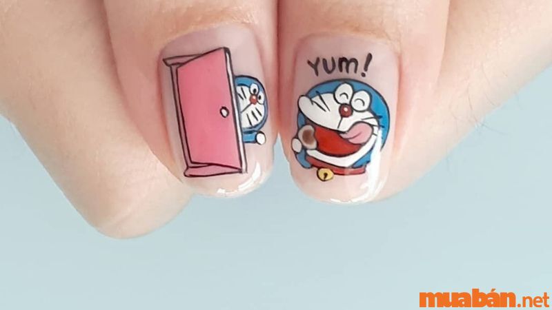 Học Vẽ DOREMON l Learn To Draw Doremon on Nails l Kami Nail - YouTube