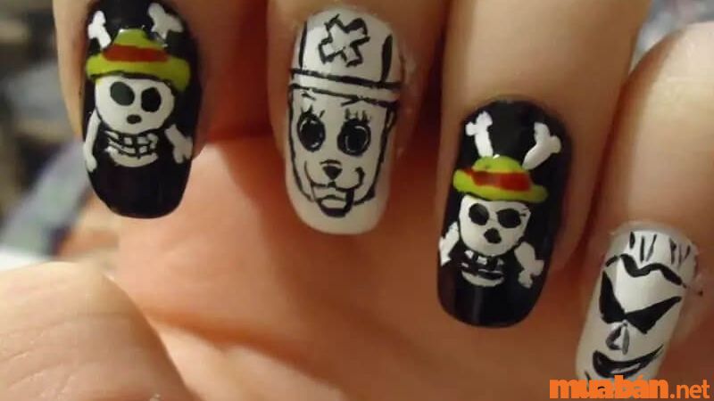 Nail hoạt hình One Piece phong cách creepy