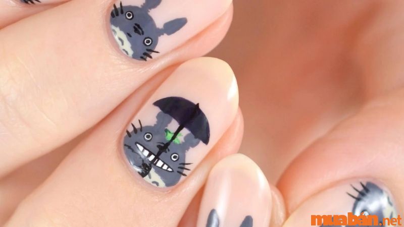 Mẫu nail hoạt hình Totoro dựa trên bộ phim nhẹ nhàng của Nhật Bản