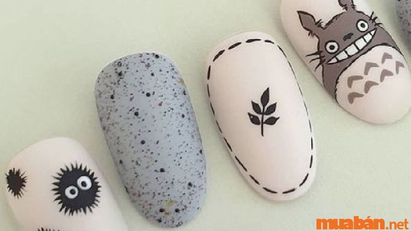 Nail hoạt hình Totoro sơn nhám xinh xắn