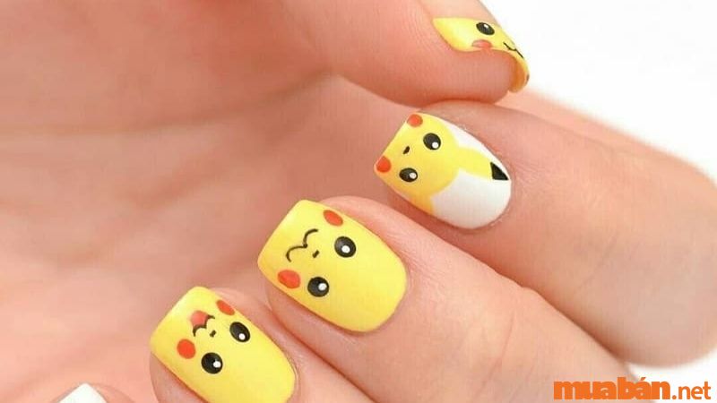 Nail hoạt hình Pikachu ngộ nghĩnh và đáng yêu