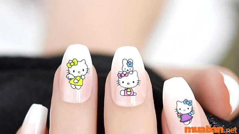 Nail hoạt hình Hello Kitty siêu đơn giản, dễ làm