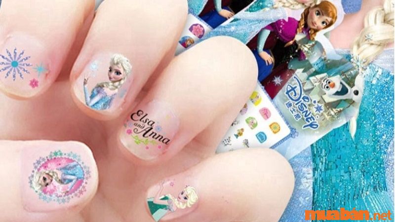 Nail hoạt hình nữ hoàng Elsa cho các bé gái