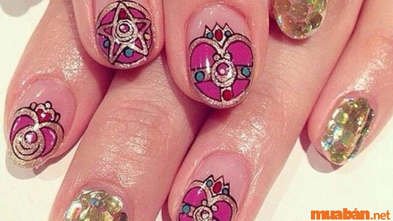 Nail hoạt hình cho hội fan cuồng Thủy thủ Mặt Trăng