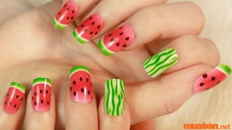 Nail hoạt hình dưa hấu xinh xắn