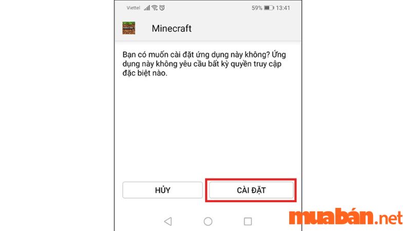 Bước 3: Nhấn vào “CÀI ĐẶT” để hoàn tất cách tải Minecraft miễn phí.