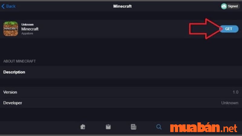 Bước 2: Nhấn vào “Get” rồi chờ đợi giao diện chuyển sang trạng thái “Installing Minecraft”