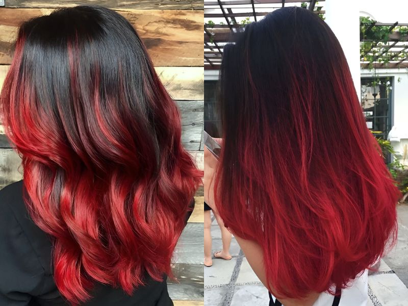 Kết hợp tóc đen với màu rượu đỏ là một lựa chọn phổ biến được nhiều bạn gái ưa chuộng. (Ảnh: Sưu tầm)
