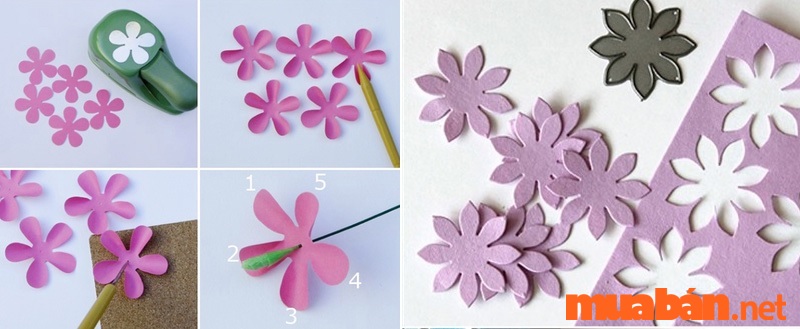 Sử dụng dụng cụ dập tạo hình các mẫu hoa