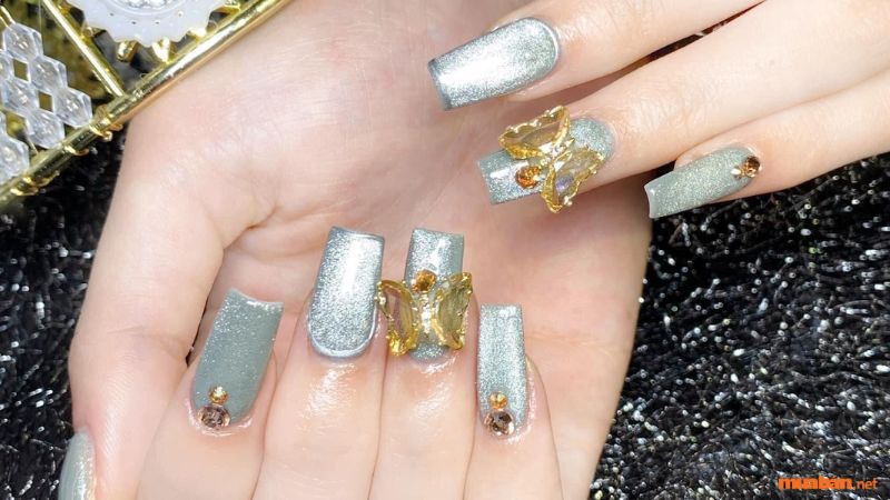 Nail mắt mèo kim cương đính đá 1