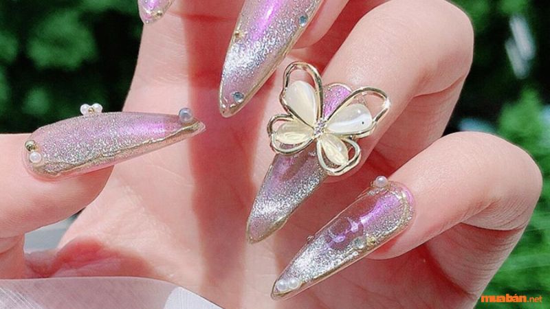 Nail mắt mèo kim cương đính đá 3