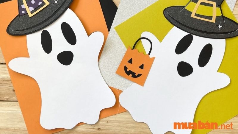 Trang trí Halloween bằng bóng ma giấy