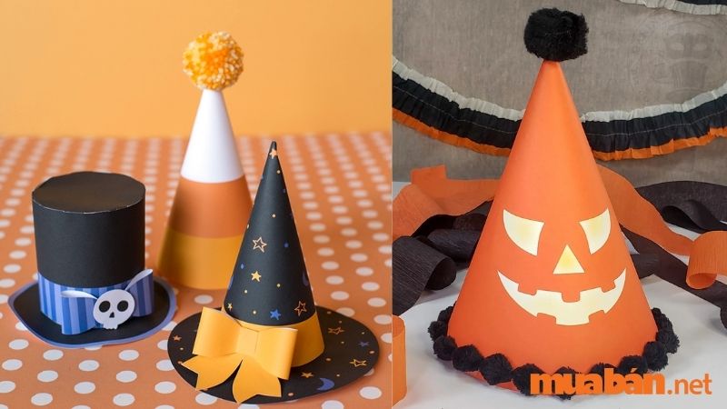 Nhiều mẫu nón từ nguyên liệu giấy màu cho đêm Halloween 