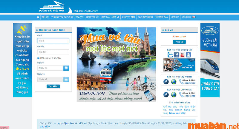 Website Tổng công ty Đường sắt Việt Nam.