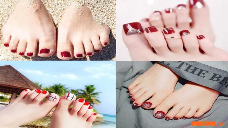 Mẫu nail chân đi biển tone màu đỏ cho đôi chân thêm gợi cảm - Nguồn: xaydungso.vn