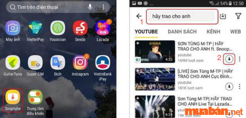 Vào SnapTube, tìm và tải xuống video