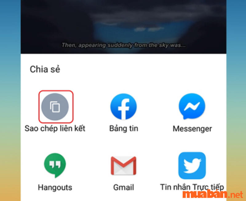 Chọn vào mục sao chép liên kết