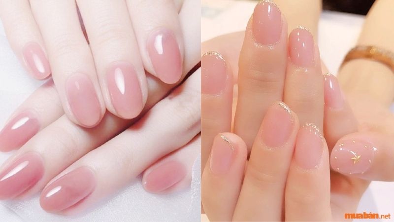 Mẫu nail thạch hồng đơn giản 