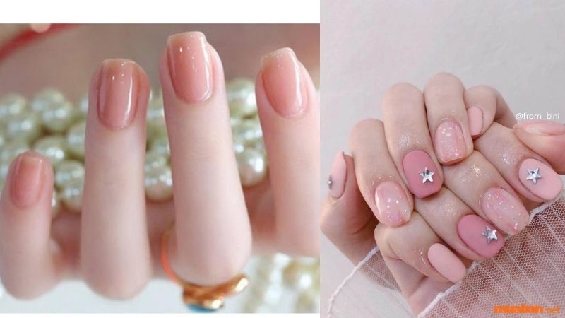 Mẫu nail thạch hồng đơn giản 