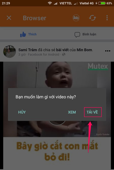 Hướng dẫn cách tải Video Facebook dành cho điện thoại Android