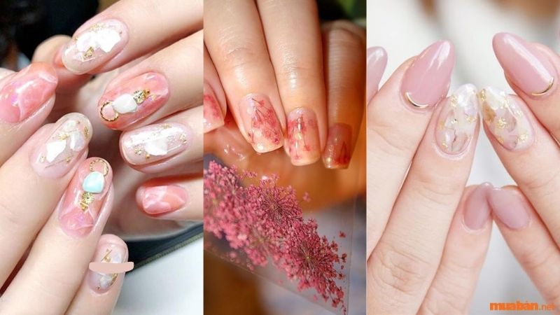 Mẫu nail màu hồng thạch xà cừ