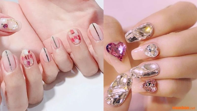 Mẫu nail màu hồng thạch xà cừ