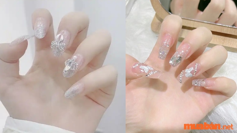 Mẫu nail box đính đá sang trọng, quý phái