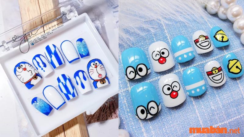 Mẫu nail box hình Doraemon