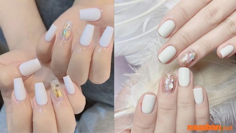 Mẫu nail trắng lì sang chảnh 1