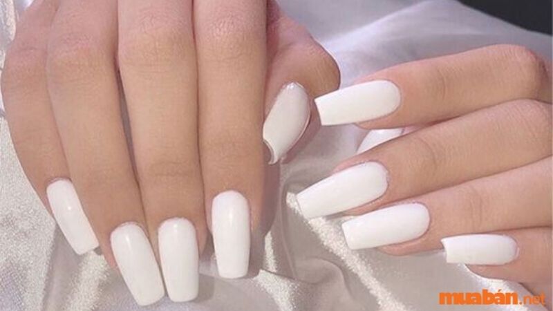 Mẫu nail trắng lì sang chảnh 2