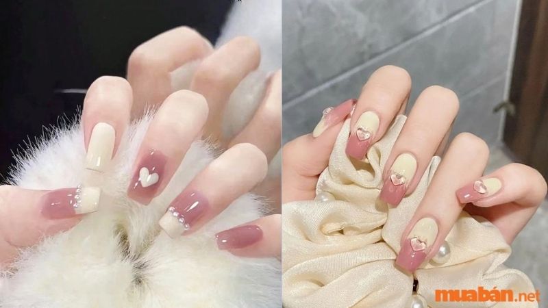 Mẫu nail trắng sang chảnh kết hợp màu hồng 2